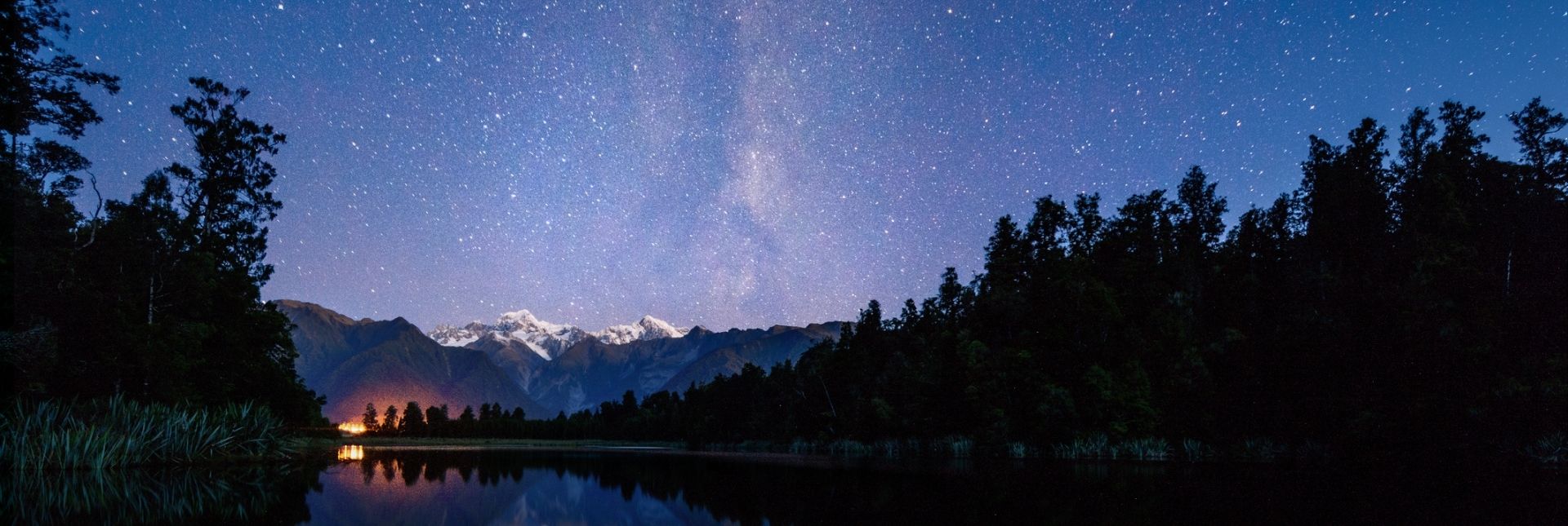 Milky Way constellation at Lake Matheson New Zealand